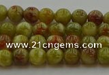 CNS601 15.5 inches 6mm round green dragon serpentine jasper beads