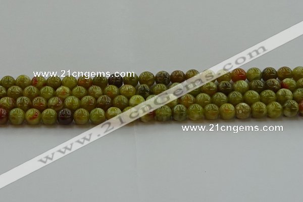 CNS602 15.5 inches 8mm round green dragon serpentine jasper beads
