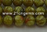 CNS603 15.5 inches 10mm round green dragon serpentine jasper beads