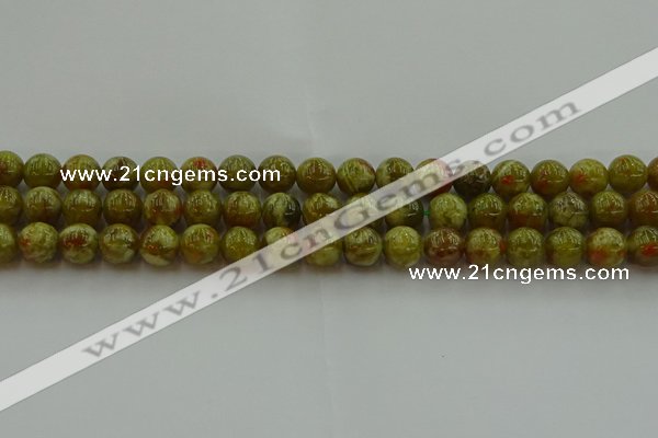 CNS603 15.5 inches 10mm round green dragon serpentine jasper beads