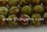 CNS604 15.5 inches 12mm round green dragon serpentine jasper beads