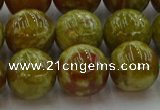 CNS606 15.5 inches 16mm round green dragon serpentine jasper beads