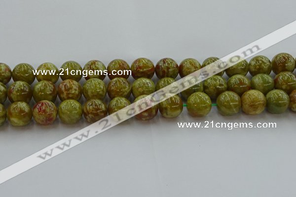 CNS606 15.5 inches 16mm round green dragon serpentine jasper beads