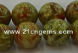 CNS607 15.5 inches 18mm round green dragon serpentine jasper beads