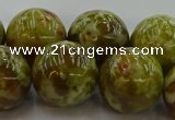 CNS608 15.5 inches 20mm round green dragon serpentine jasper beads