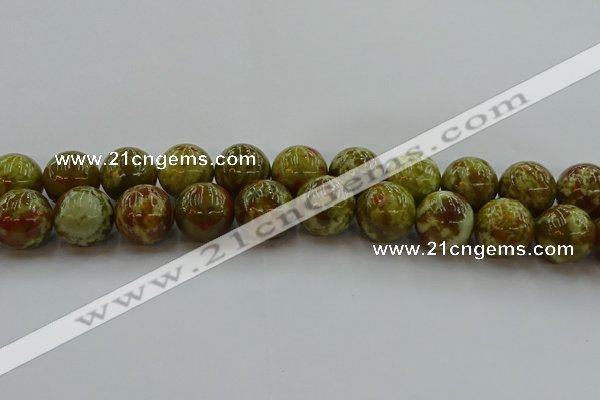 CNS608 15.5 inches 20mm round green dragon serpentine jasper beads