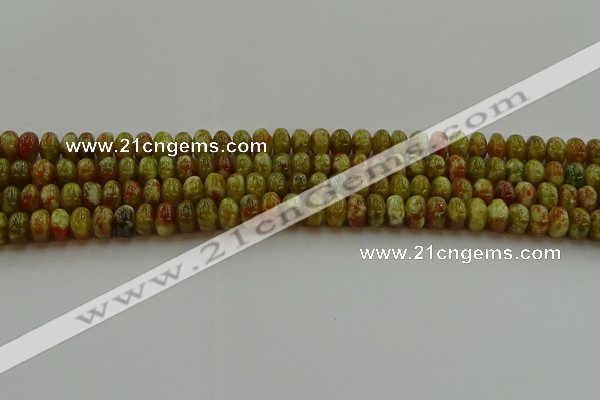 CNS610 15.5 inches 4*6mm rondelle green dragon serpentine jasper beads