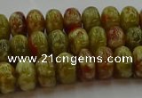 CNS612 15.5 inches 6*10mm rondelle green dragon serpentine jasper beads