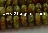 CNS613 15.5 inches 7*12mm rondelle green dragon serpentine jasper beads