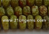 CNS614 15.5 inches 8*14mm rondelle green dragon serpentine jasper beads