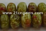 CNS615 15.5 inches 10*16mm rondelle green dragon serpentine jasper beads