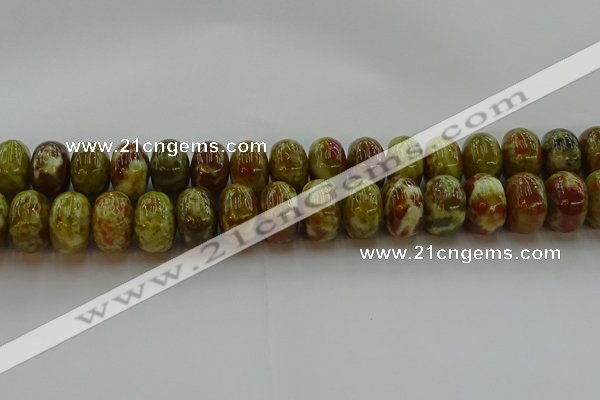 CNS616 15.5 inches 12*18mm rondelle green dragon serpentine jasper beads