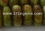 CNS617 15.5 inches 10*20mm rondelle green dragon serpentine jasper beads