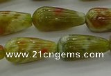 CNS618 15.5 inches 8*16mm teardrop green dragon serpentine jasper beads