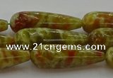 CNS620 15.5 inches 10*30mm teardrop green dragon serpentine jasper beads