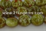 CNS622 15.5 inches 10mm flat round green dragon serpentine jasper beads