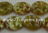 CNS625 15.5 inches 18mm flat round green dragon serpentine jasper beads