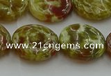 CNS626 15.5 inches 20mm flat round green dragon serpentine jasper beads