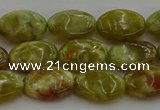 CNS631 15.5 inches 10*14mm oval green dragon serpentine jasper beads