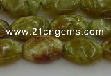 CNS632 15.5 inches 12*16mm oval green dragon serpentine jasper beads