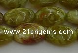 CNS633 15.5 inches 13*18mm oval green dragon serpentine jasper beads