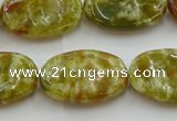 CNS634 15.5 inches 15*20mm oval green dragon serpentine jasper beads