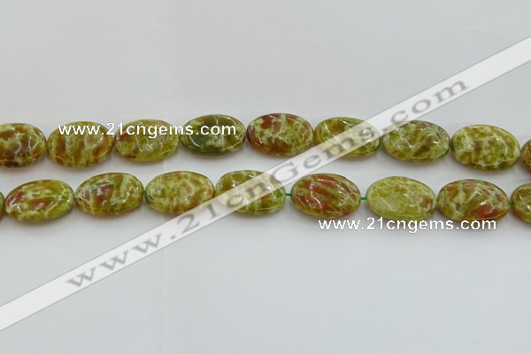 CNS634 15.5 inches 15*20mm oval green dragon serpentine jasper beads