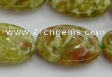 CNS635 15.5 inches 18*25mm oval green dragon serpentine jasper beads