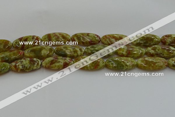 CNS636 15.5 inches 15*30mm oval green dragon serpentine jasper beads