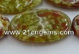 CNS638 15.5 inches 30*40mm oval green dragon serpentine jasper beads