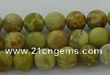 CNS650 15.5 inches 6mm round matte green dragon serpentine jasper beads