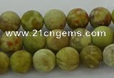 CNS651 15.5 inches 8mm round matte green dragon serpentine jasper beads