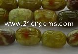 CNS661 15.5 inches 8*12mm drum green dragon serpentine jasper beads