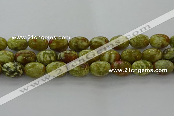 CNS665 15.5 inches 15*20mm drum green dragon serpentine jasper beads