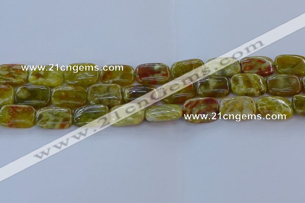 CNS672 15.5 inches 13*18mm rectangle green dragon serpentine jasper beads