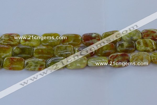 CNS673 15.5 inches 15*20mm rectangle green dragon serpentine jasper beads