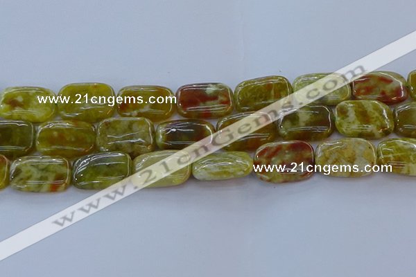 CNS674 15.5 inches 18*25mm rectangle green dragon serpentine jasper beads