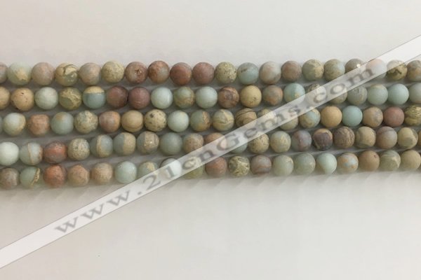 CNS706 15.5 inches 4mm round matte serpentine jasper beads