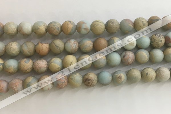 CNS708 15.5 inches 8mm round matte serpentine jasper beads