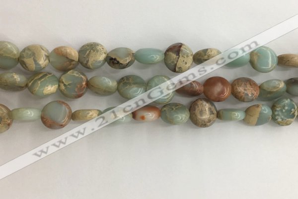 CNS720 15.5 inches 10mm flat round serpentine jasper beads wholesale