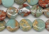 CNS80 15.5 inches 14mm flat round natural serpentine jasper beads