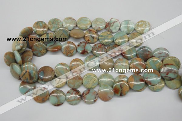 CNS83 15.5 inches 20mm flat round natural serpentine jasper beads