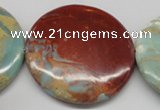 CNS88 15.5 inches 55mm flat round natural serpentine jasper beads