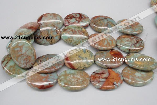 CNS97 15.5 inches 30*40mm oval natural serpentine jasper beads