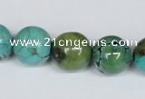 CNT06 16 inches 14mm round natural turquoise beads wholesale