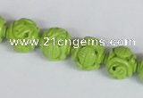 CNT08 16 inches 12mm carved round natural turquoise beads wholesale