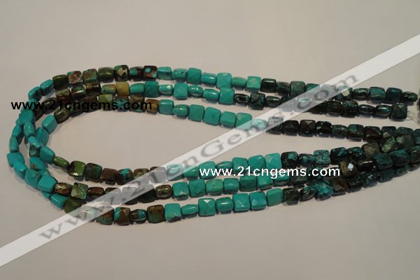 CNT125 15.5 inches 7*7mm faceted square natural turquoise beads