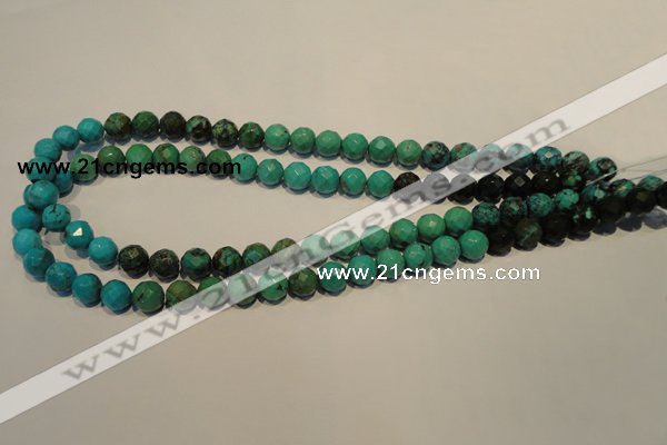 CNT131 15.5 inches 8mm faceted round natural turquoise beads