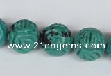 CNT32 16 inches 16mm carved round natural turquoise beads wholesale