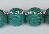 CNT33 16 inches 20mm carved round natural turquoise beads wholesale